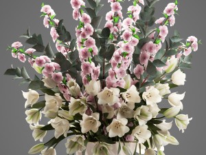 bouquet of flowers tulips and sakura 3D Model