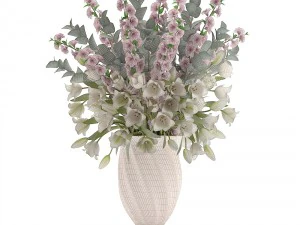bouquet of flowers tulips and sakura 3D Model