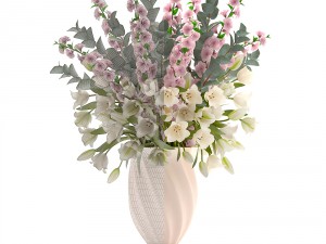 bouquet of flowers tulips and sakura 3D Model
