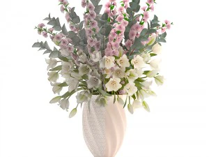 bouquet of flowers tulips and sakura 3D Model