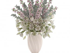 bouquet of flowers tulips and sakura 3D Model