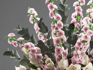 bouquet of flowers tulips and sakura 3D Model