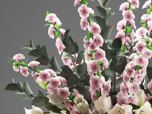 bouquet of flowers tulips and sakura 3D Model