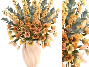 春の花チューリップの花束 3Dモデル