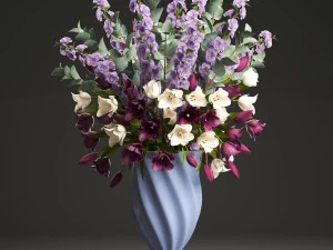 bouquet of spring flowers tulips 3D Model