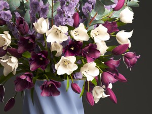 bouquet of spring flowers tulips 3D Model