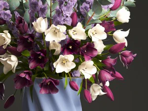 bouquet of spring flowers tulips 3D Model