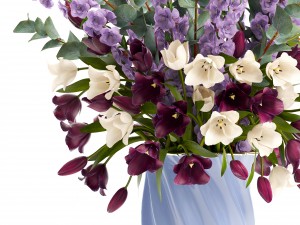 bouquet of spring flowers tulips 3D Model