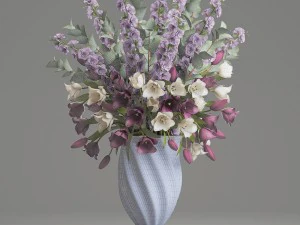 bouquet of spring flowers tulips 3D Model