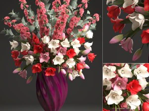 春の花チューリップの花束 3Dモデル