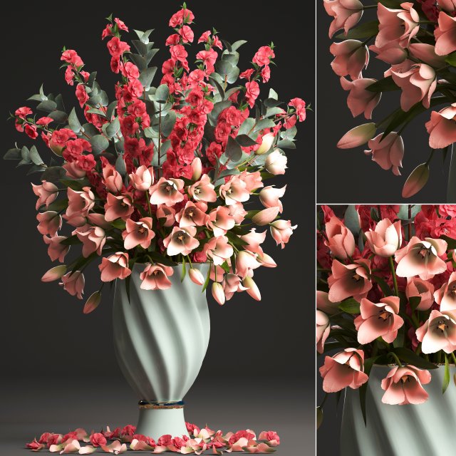 bouquet of spring flowers tulips 3Dモデル .c4d .max .obj .3ds .fbx .stl .blend 