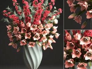 春の花チューリップの花束 3Dモデル