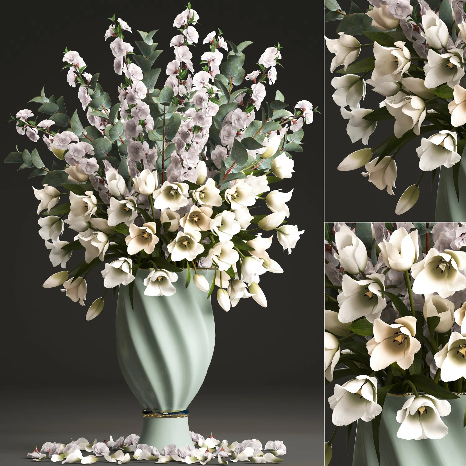 bouquet of spring flowers tulips 3D Model .c4d .max .obj .3ds .fbx .stl .blend 