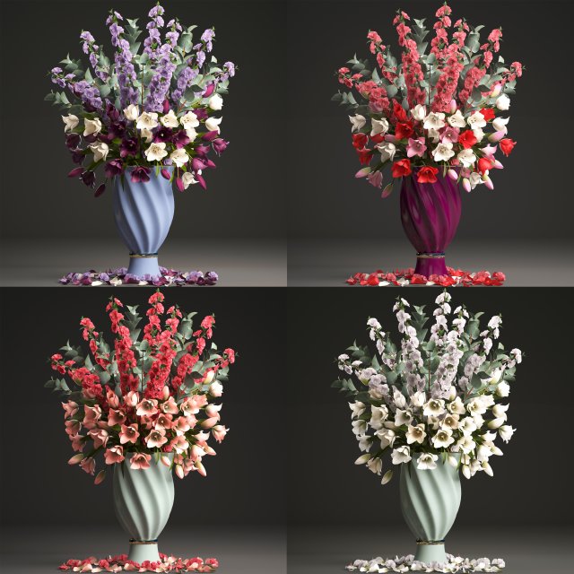 collection of bouquets of spring flowers 3D Model .c4d .max .obj .3ds .fbx .stl .blend