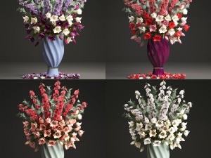 collection of bouquets of spring flowers Modelo 3D