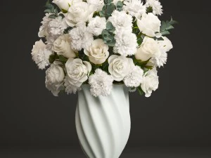 bouquet of white roses 3D Model