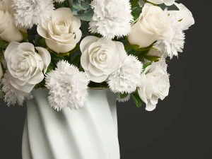 bouquet of white roses 3D Model