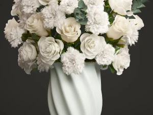 bouquet of white roses 3D Model