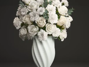 bouquet of white roses 3D Model