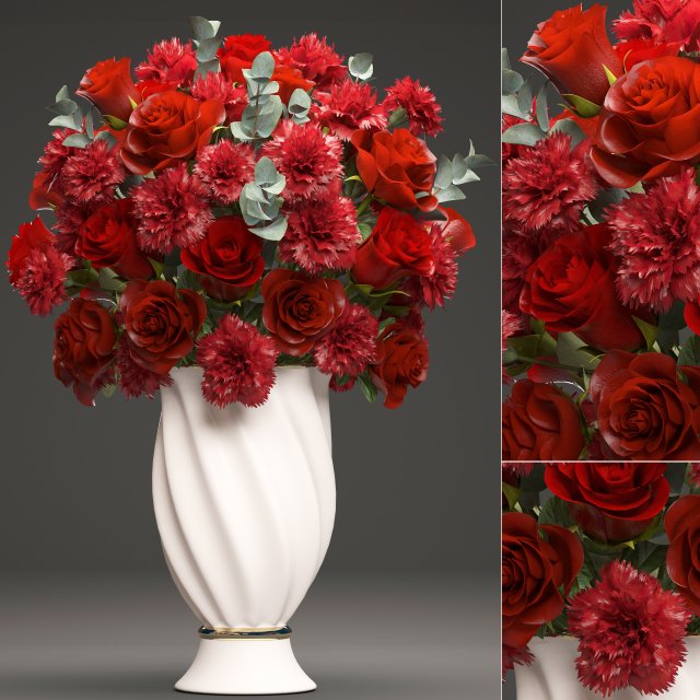 bouquet of red roses 3D 모델 .c4d .max .obj .3ds .fbx .stl .blend 