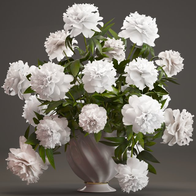 bouquet white peonies Modelo 3D .c4d .max .obj .3ds .fbx .stl .blend 