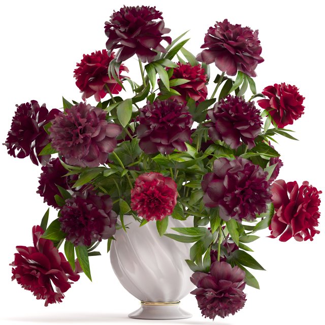 bouquet red peonies 3D Model .c4d .max .obj .3ds .fbx .stl .blend 