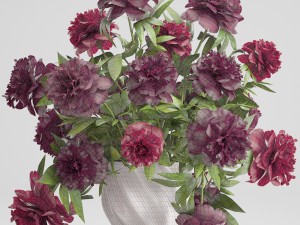 bouquet red peonies 3D Model