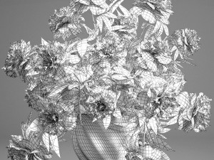 bouquet red peonies 3D Model