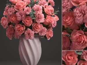 bouquet of pink roses 3D Model
