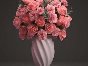 bouquet of pink roses 3D Модель