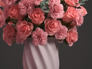 bouquet of pink roses 3D Модель