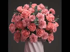 bouquet of pink roses 3D Модель