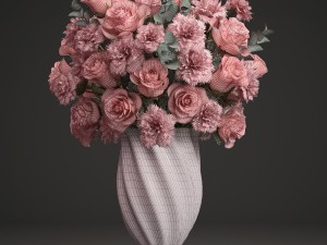 bouquet of pink roses 3D Модель