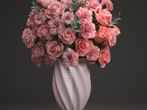 bouquet of pink roses 3D Модель