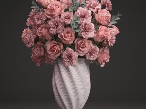 bouquet of pink roses 3D Модель