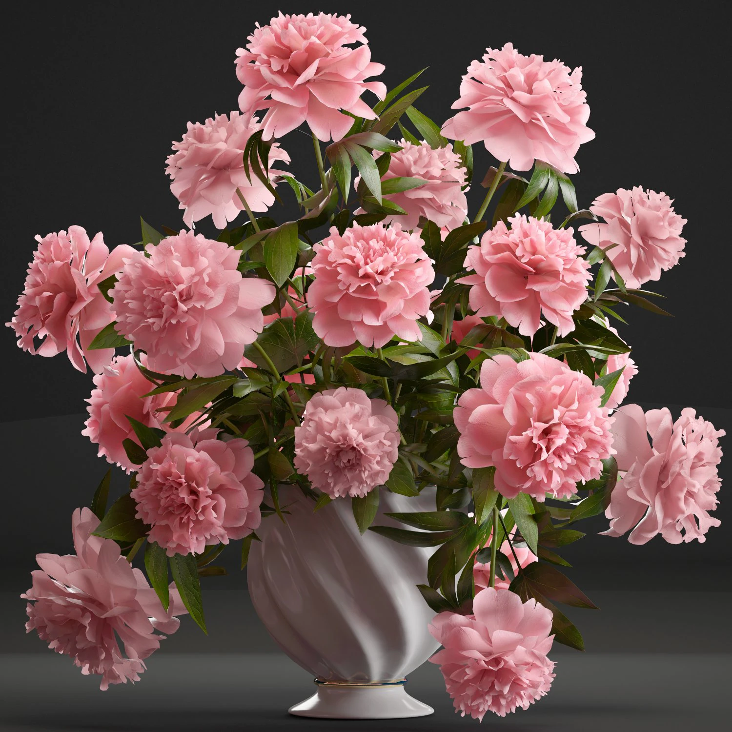 bouquet pink peonies 3D Model .c4d .max .obj .3ds .fbx .stl .blend