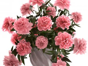 bouquet pink peonies 3D Model