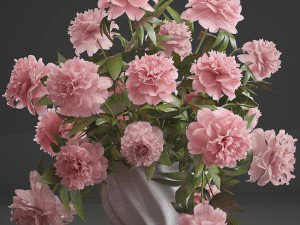 bouquet pink peonies 3D Model