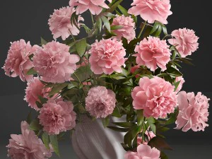 bouquet pink peonies 3D Model