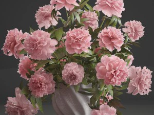 bouquet pink peonies 3D Model