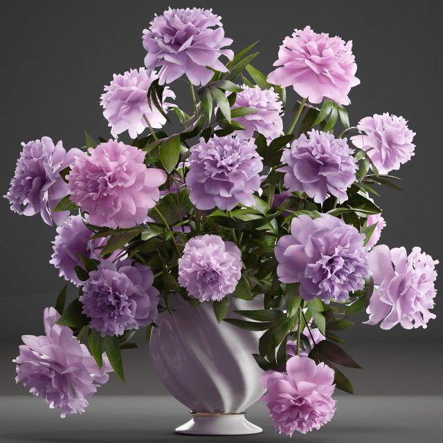 bouquet lilac peonies Model 3D .c4d .max .obj .3ds .fbx .stl .blend 