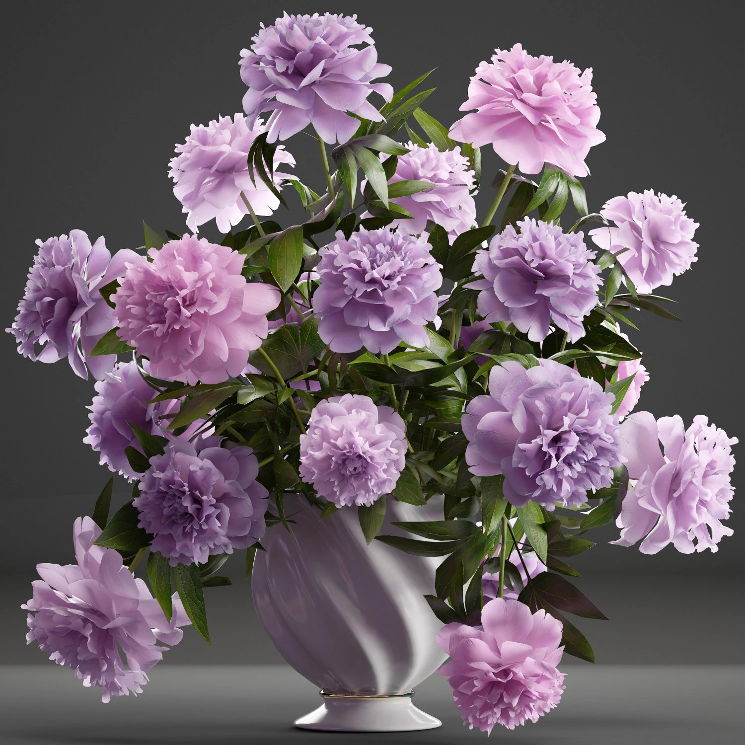 bouquet lilac peonies 3D Model .c4d .max .obj .3ds .fbx .stl .blend