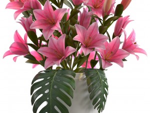 bouquet of pink lilies 3D Модель