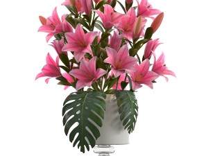 bouquet of pink lilies 3D Модель