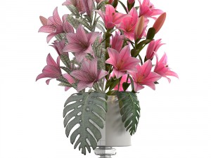 bouquet of pink lilies 3D Модель