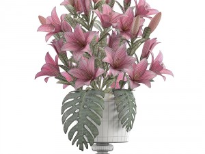 bouquet of pink lilies 3D Модель