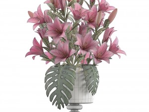 bouquet of pink lilies 3D Модель