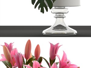 bouquet of pink lilies 3D Модель