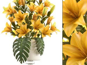 bukiet ż&oacute;łtych kwiat&oacute;w Model 3D