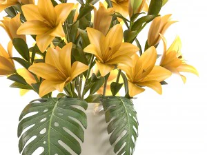 bouquet of yellow flowers 3D Model